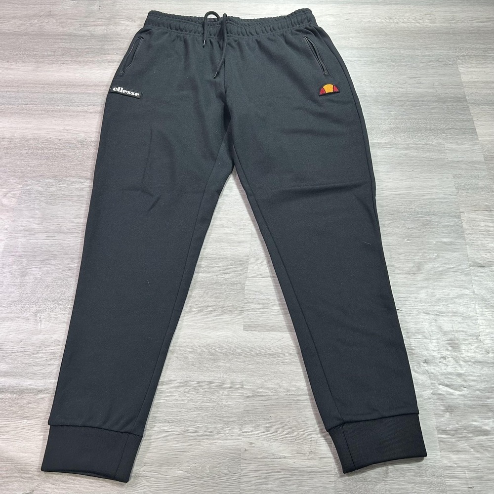 Ellesse Sweatpants Mens Medium Black Fleece Jogger Zip Pockets‎ Athletic EM04351